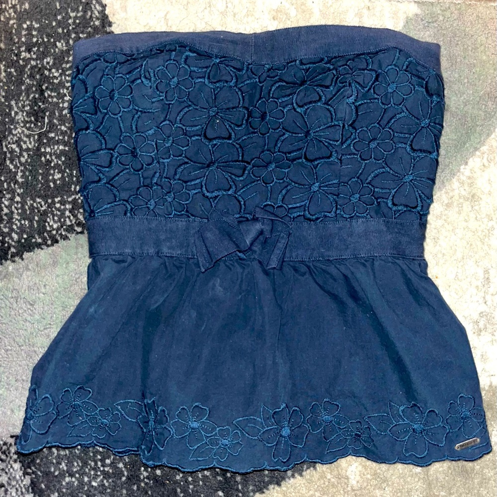 Hollister strapless navy blue shirt Size medium